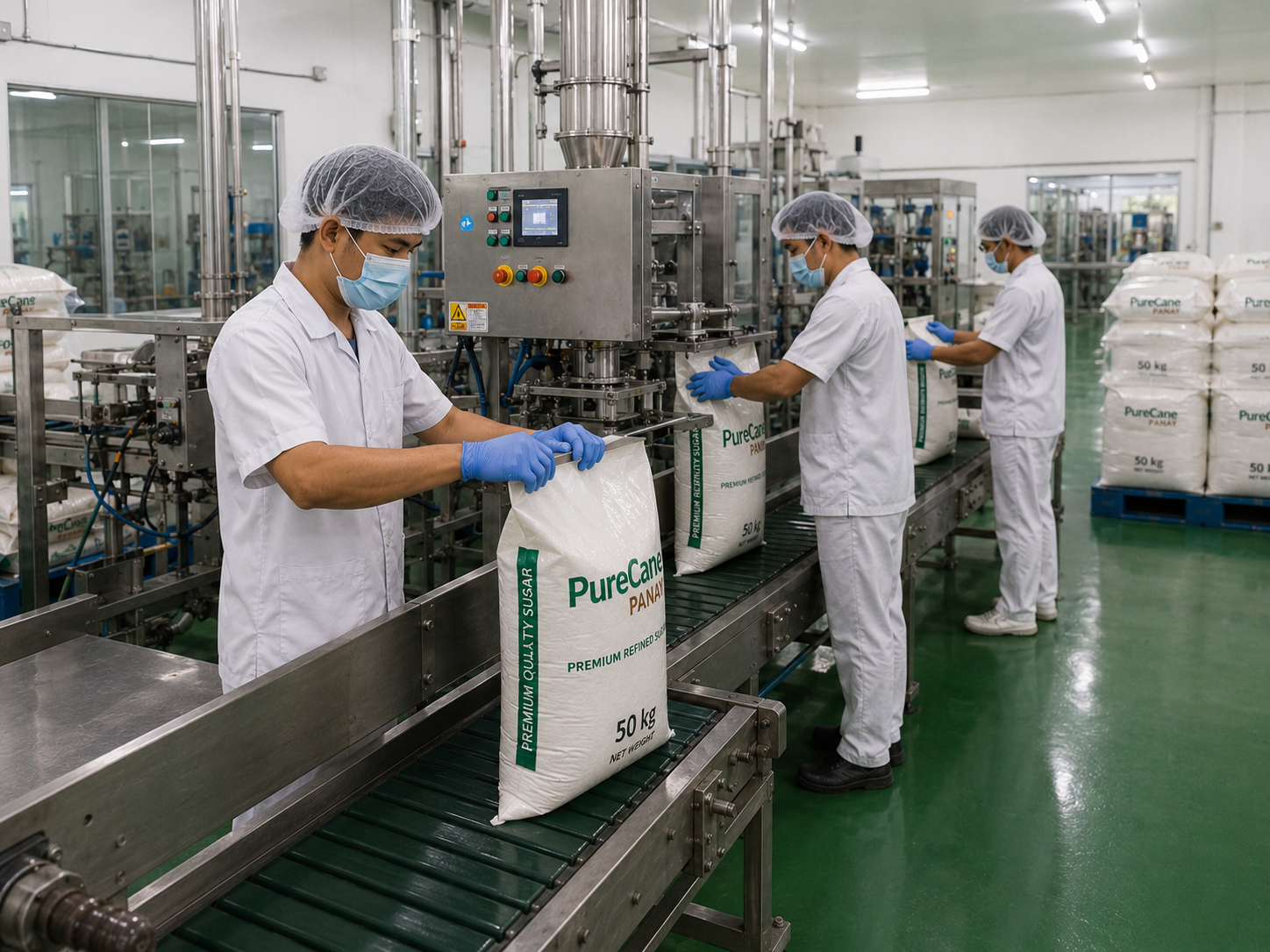 Sugar packaging and sealing operation